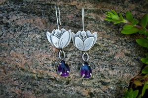 Crocus Bloom Convertible Earrings with Fluorite