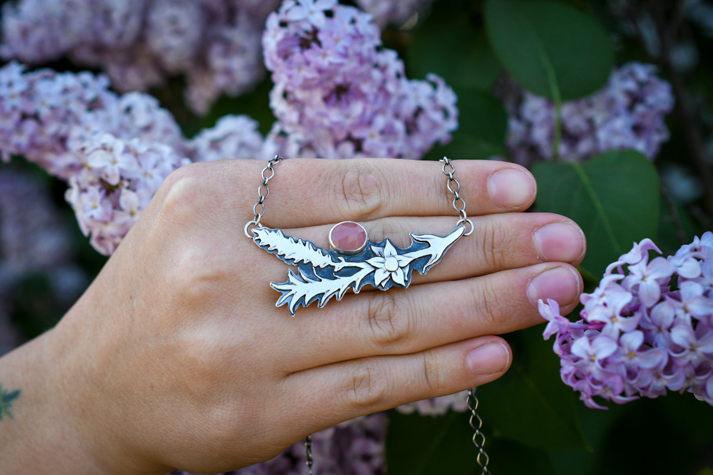 Wildflower Bouquet Necklace with Guava Quartz