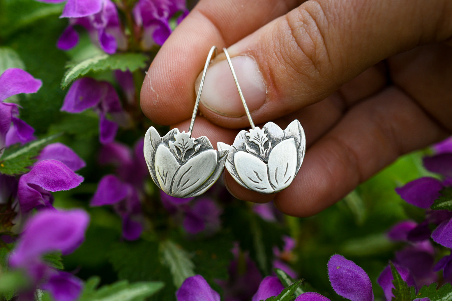 Crocus Bloom Convertible Earrings with Fluorite