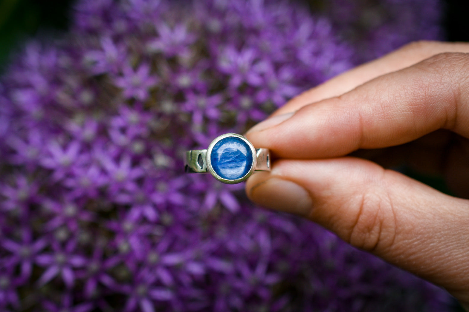 Birch Bark Ring with Kyanite- Size 7