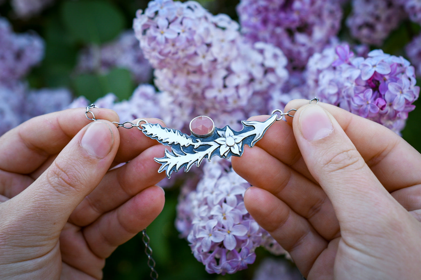 Wildflower Bouquet Necklace with Guava Quartz