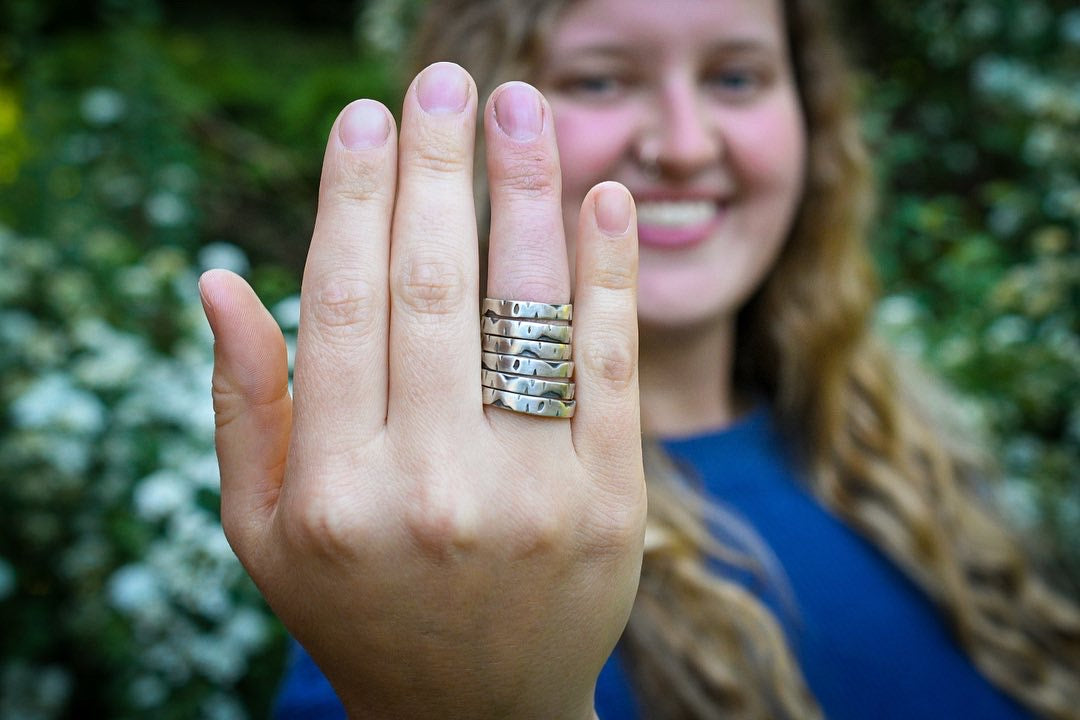 Birch Bark Stacker Rings