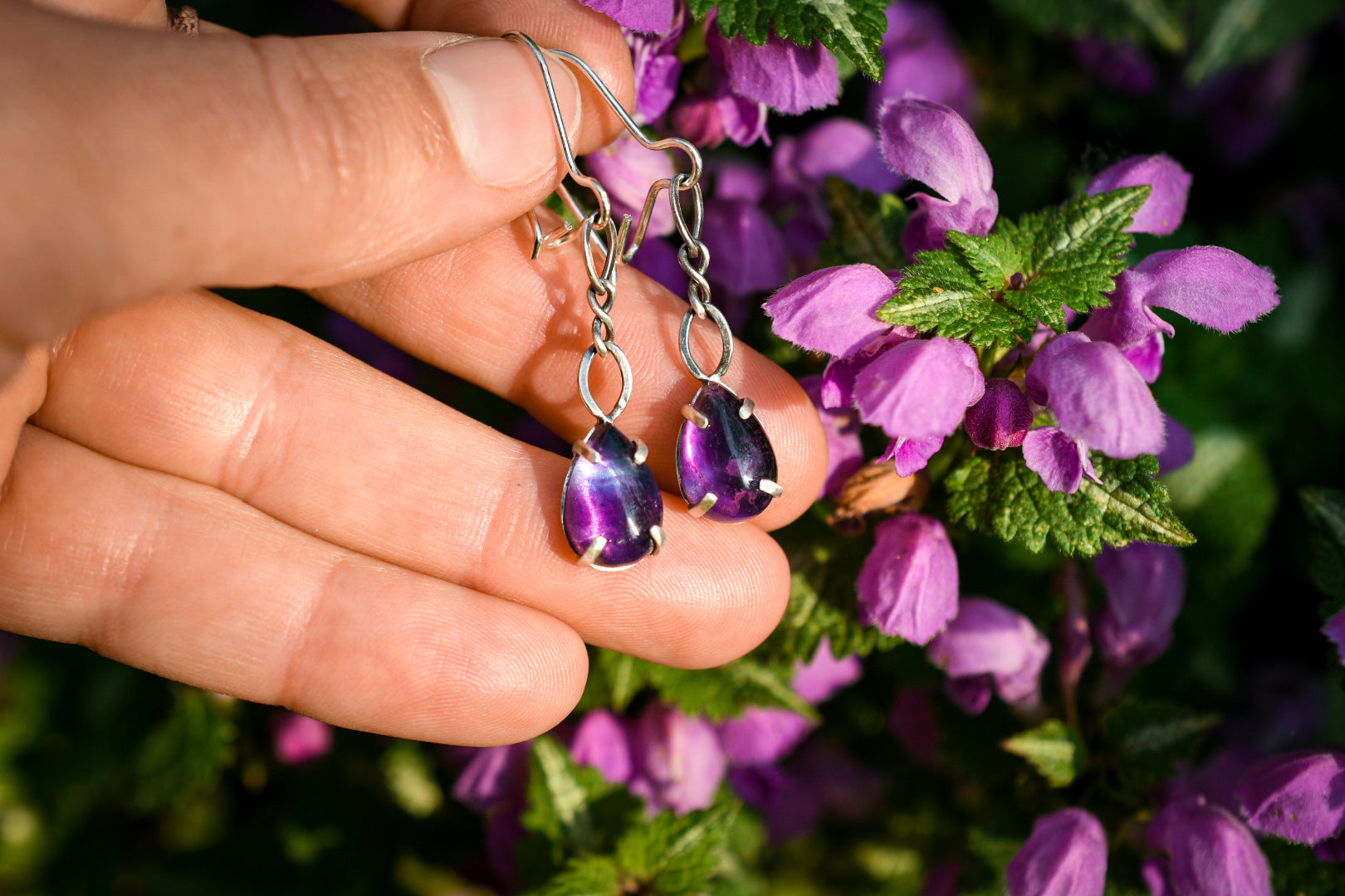 Crocus Bloom Convertible Earrings with Fluorite