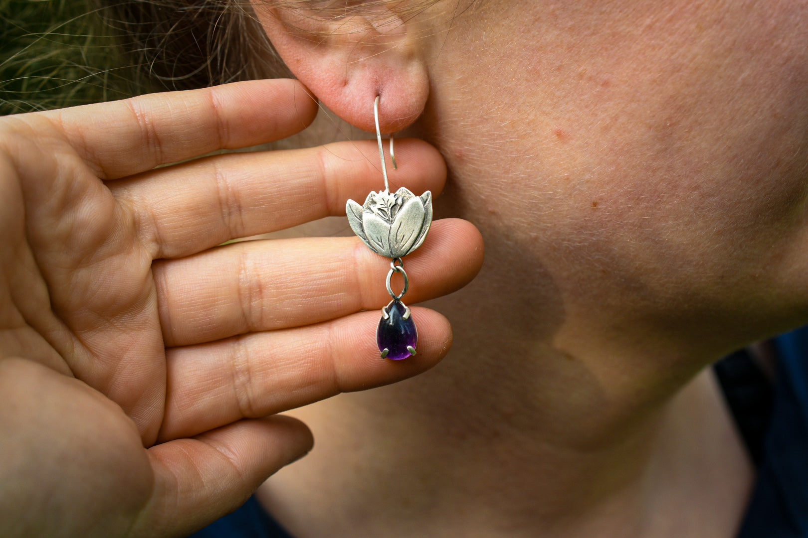 Crocus Bloom Convertible Earrings with Fluorite