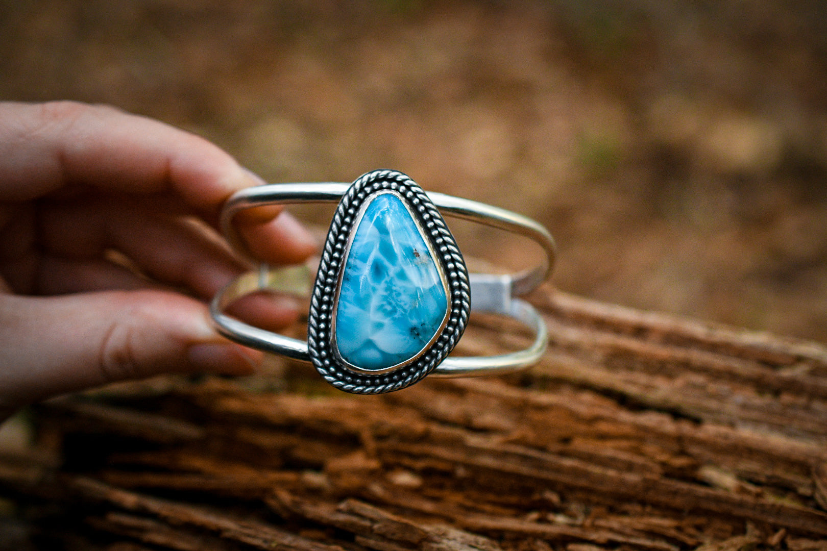 Icy Waves Cuff Bracelet with Larimar